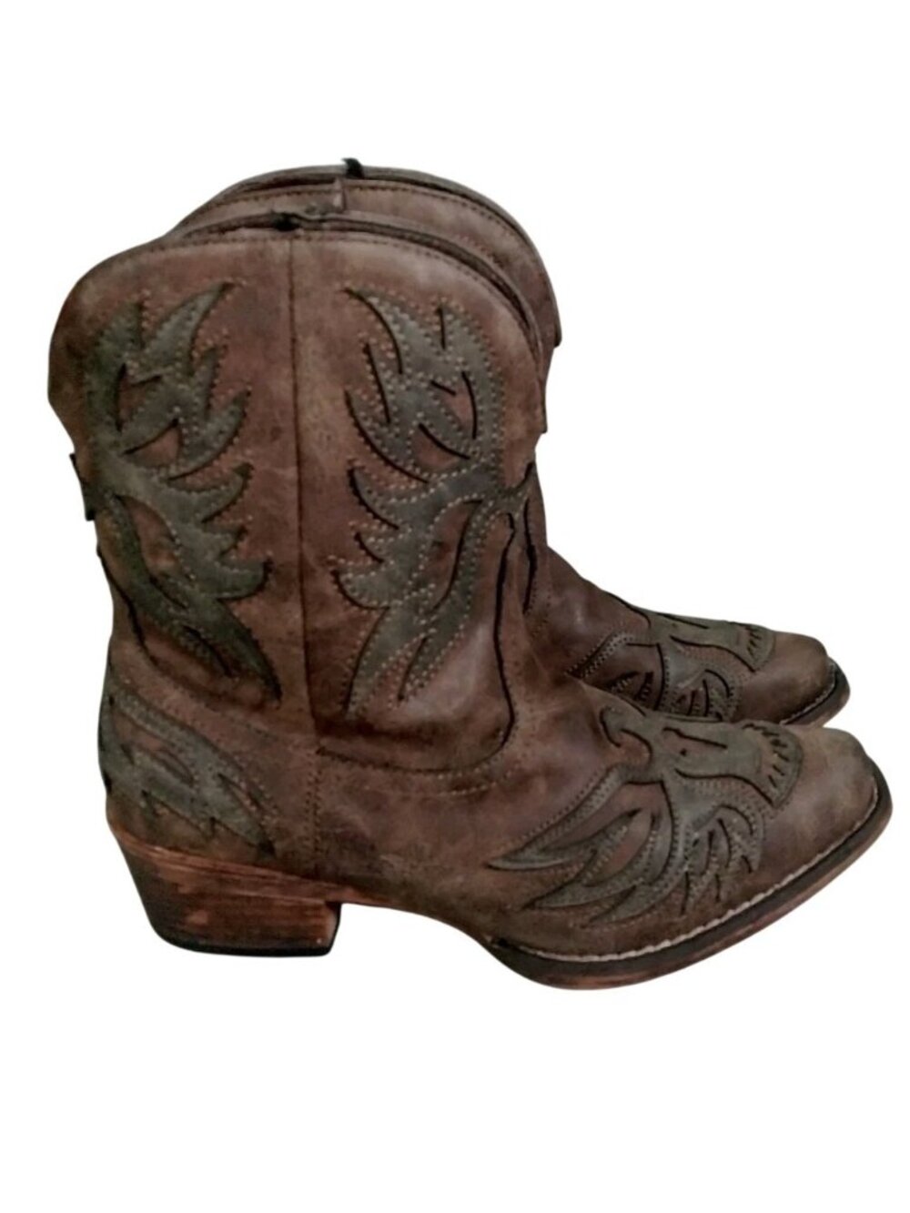 Roper Womens Brown Amelia Eagle Overlay Western Boot Snip Toe Size 7